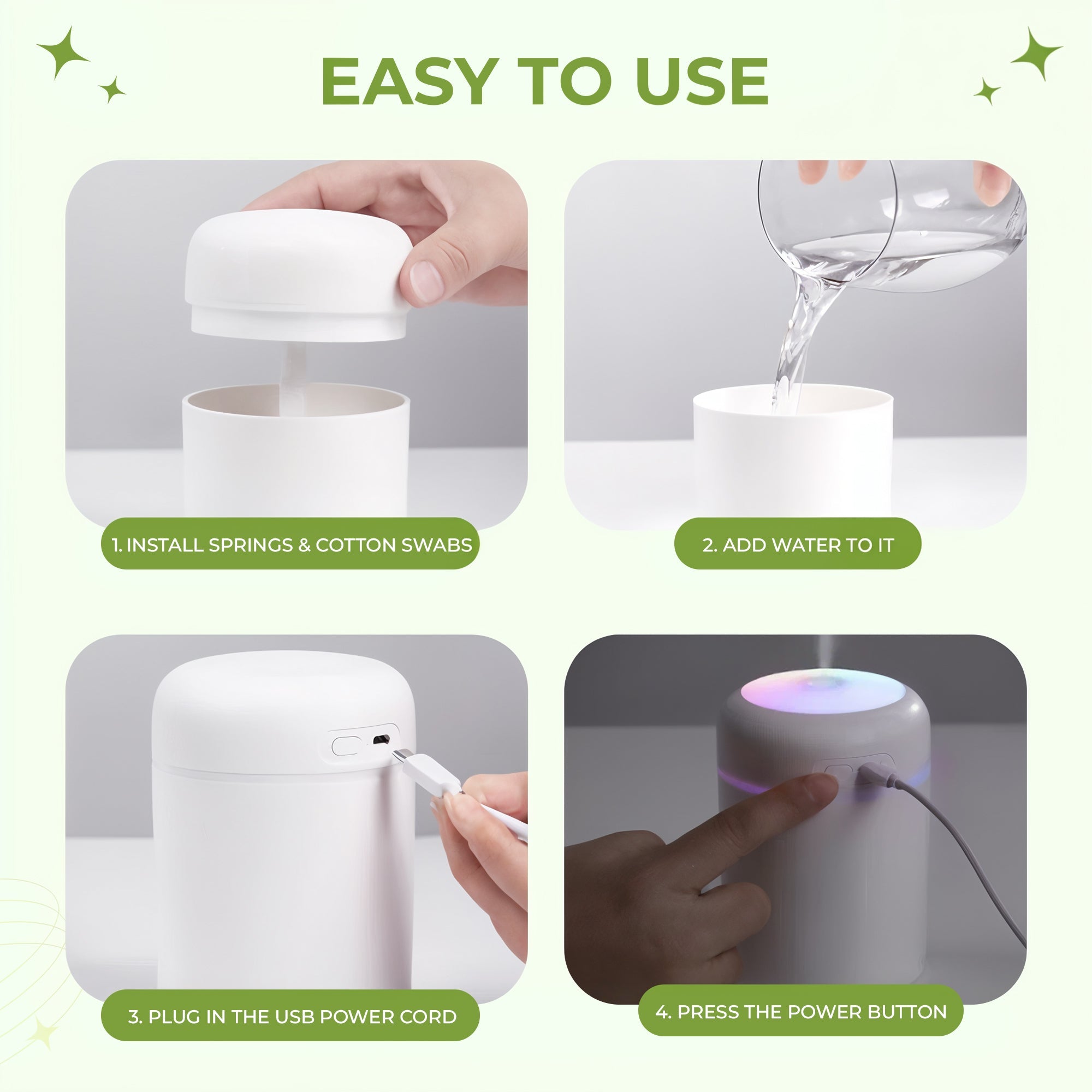 Compact Portable Humidifier | Aroma Diffuser & LED Light 3