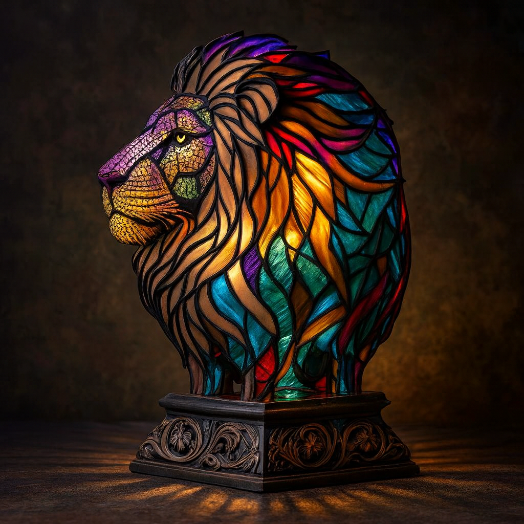 Vibrant Stained Glass Lamp | Unique Animal Prints &amp; Table Lamps