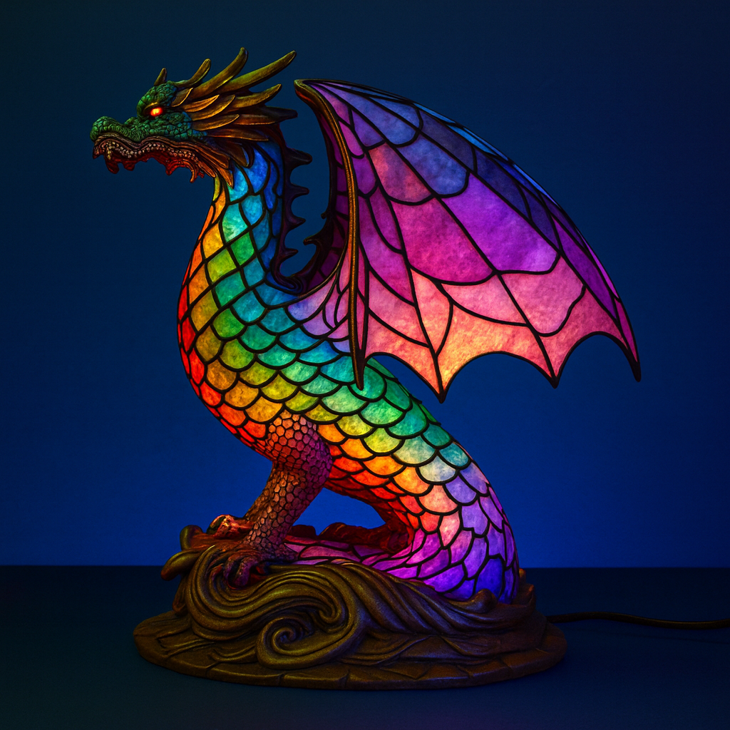 Vibrant Stained Glass Lamp | Unique Animal Prints &amp; Table Lamps